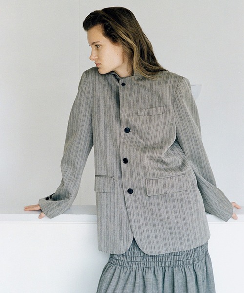 CLANE(クラネ)の「HERRINGBONE TAILORED JACKET(テーラードジャケット・レディース・ブラック/その他・1/2)」の11枚目の写真