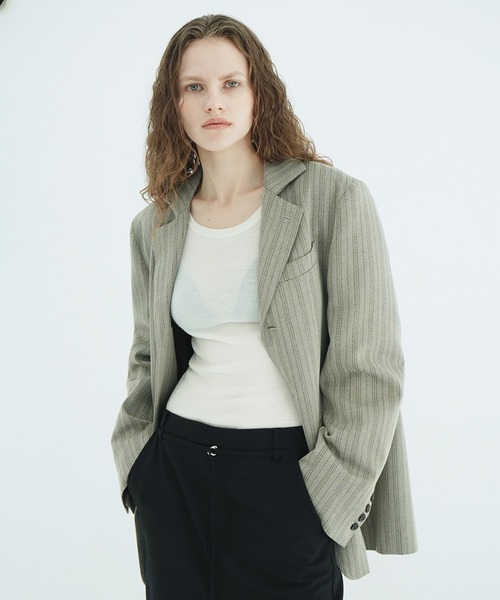 CLANE(クラネ)の「HERRINGBONE TAILORED JACKET(テーラードジャケット・レディース・ブラック/その他・1/2)」の5枚目の写真