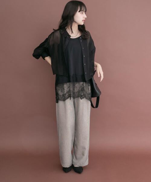 ITEMS URBANRESEARCH（アイテムズ アーバンリサーチ）の「シアークロップドボリュームスリーブシャツ（シャツ/ブラウス・レディース・オフホワイト/オレンジ系その他/ブラック・FREE）」の14枚目の写真