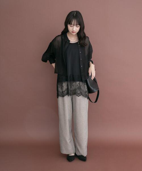 ITEMS URBANRESEARCH（アイテムズ アーバンリサーチ）の「シアークロップドボリュームスリーブシャツ（シャツ/ブラウス・レディース・オフホワイト/オレンジ系その他/ブラック・FREE）」の16枚目の写真