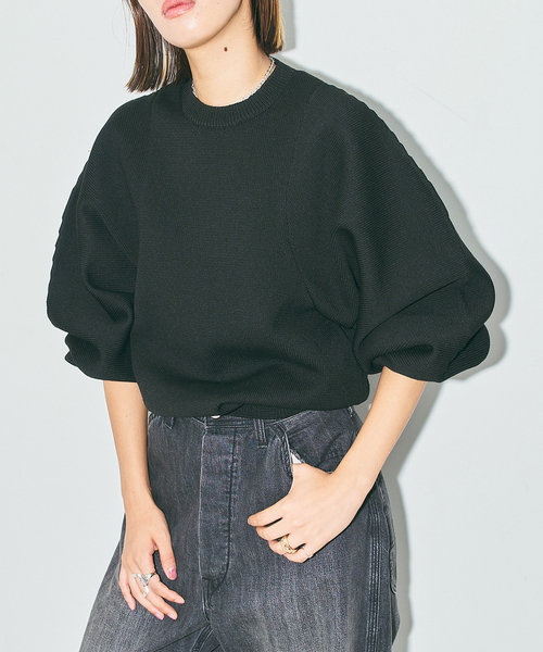 CITYSHOP(シティーショップ)の「VOLUME SLEEVE ニット(ニット/セーター・レディース・ブラック/ブラウン・FREE)」の3枚目の写真