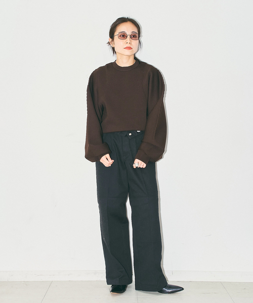 CITYSHOP(シティーショップ)の「VOLUME SLEEVE ニット(ニット/セーター・レディース・ブラック/ブラウン・FREE)」の5枚目の写真