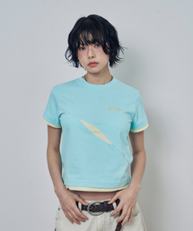 アンバランスカッティングレイヤード半袖Tシャツミント