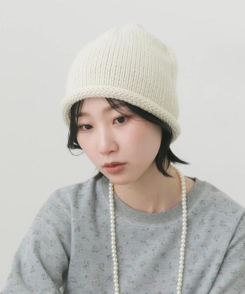 SMELLY(スメリー)の「ロールニットビーニー(ニットキャップ/ビーニー・レディース・ブラウン/チャコールグレー/アイボリー・-)」の8枚目の写真