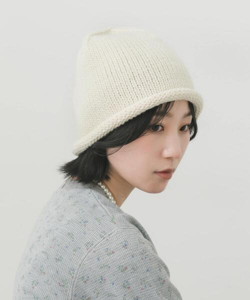 SMELLY(スメリー)の「ロールニットビーニー(ニットキャップ/ビーニー・レディース・ブラウン/チャコールグレー/アイボリー・-)」の10枚目の写真