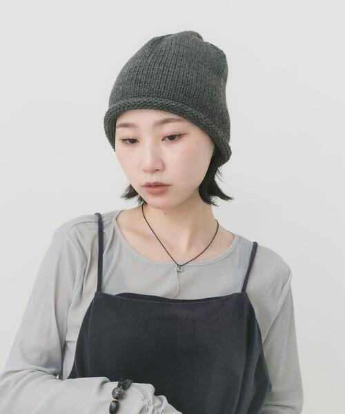 SMELLY(スメリー)の「ロールニットビーニー(ニットキャップ/ビーニー・レディース・ブラウン/チャコールグレー/アイボリー・-)」の16枚目の写真