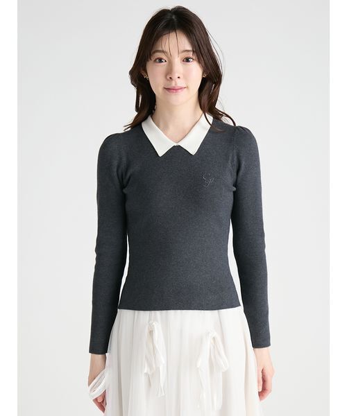 CELFORD(セルフォード)の「【洗える】カシミヤ混衿付きニットプルオーバー(ニット/セーター・レディース・チャコールグレー/ブラック/レッド・36/38)」の5枚目の写真