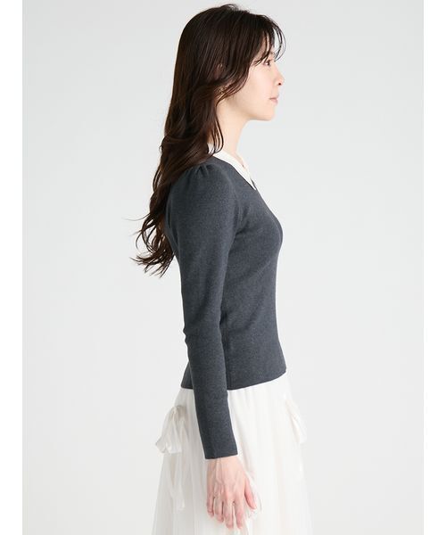CELFORD(セルフォード)の「【洗える】カシミヤ混衿付きニットプルオーバー(ニット/セーター・レディース・チャコールグレー/ブラック/レッド・36/38)」の7枚目の写真
