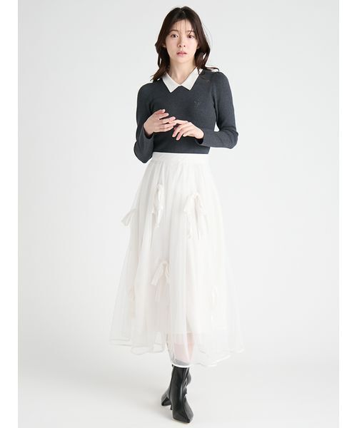 CELFORD(セルフォード)の「【洗える】カシミヤ混衿付きニットプルオーバー(ニット/セーター・レディース・チャコールグレー/ブラック/レッド・36/38)」の12枚目の写真