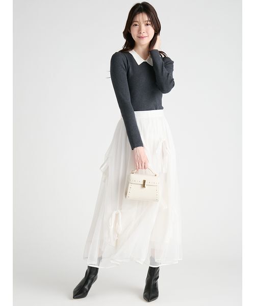 CELFORD(セルフォード)の「【洗える】カシミヤ混衿付きニットプルオーバー(ニット/セーター・レディース・チャコールグレー/ブラック/レッド・36/38)」の13枚目の写真