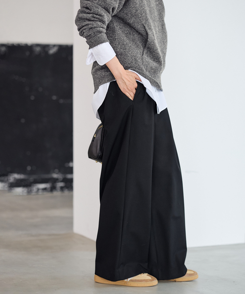 FRAMeWORK（フレームワーク）の「ウォームクロスワイドイージーパンツ（その他パンツ・レディース・ブラック/チャコールグレー・36/40/38）」の10枚目の写真
