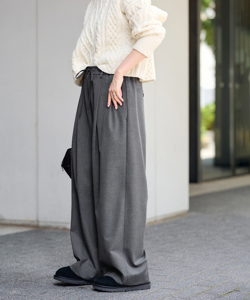 FRAMeWORK（フレームワーク）の「ウォームクロスワイドイージーパンツ（その他パンツ・レディース・ブラック/チャコールグレー・36/40/38）」の18枚目の写真