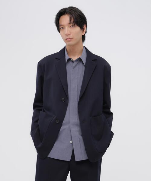 MARGARET HOWELL(マーガレットハウエル)の「WORSTED WOOL COTTON(テーラードジャケット・メンズ・ネイビー・LARGE/SMALL/MEDIUM)」の1枚目の写真