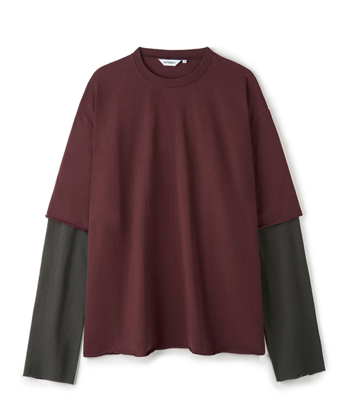PARTIMENTO(パルティメント)の「ロウエッジレイヤードロングスリーブバーガンディ(Tシャツ/カットソー・メンズ・その他・MEDIUM/LARGE)」の1枚目の写真