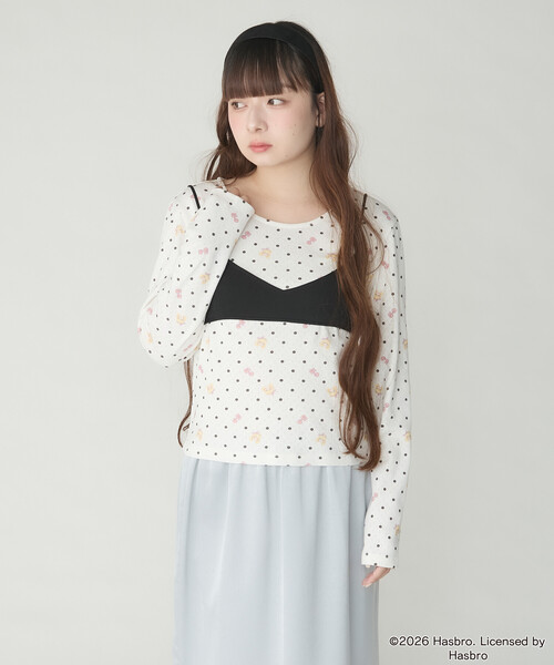 Unblend(アンブレンド)の「【Unblend】Blythe別注 オリジナルプリント パターンメッシュ コンパクトロンT(Tシャツ/カットソー・レディース・オフホワイト/杢グレー/ミント・FREE)」の4枚目の写真