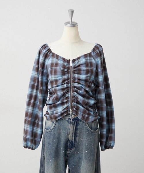Another Branch olive des olive(アナザーブランチオリーブデオリーブ)の「アソートWジップブラウス(シャツ/ブラウス・レディース・ブラウン系その他/グレイッシュベージュ/モカ/ブラック系その他・FREE)」の3枚目の写真