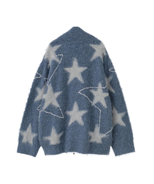 CONVERSE TOKYO(コンバーストウキョウ)の「STAR★ ALLOVER STITCH ZIP-UP KNIT CARDIGAN(ニット/セーター・レディース・グレー/サックスブルー・SMALL/MEDIUM)」の3枚目の写真