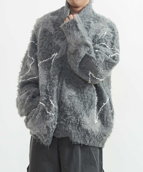 CONVERSE TOKYO(コンバーストウキョウ)の「STAR★ ALLOVER STITCH ZIP-UP KNIT CARDIGAN(ニット/セーター・レディース・グレー/サックスブルー・SMALL/MEDIUM)」の12枚目の写真