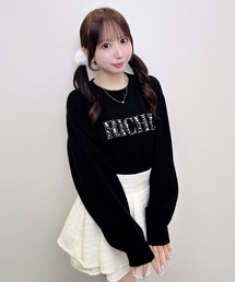 ビジューロゴもちもちニット