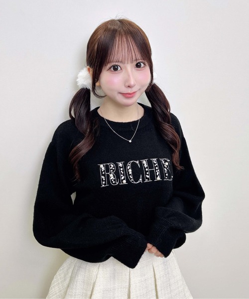 INGNI(イング)の「ビジューロゴもちもちニット(ニット/セーター・レディース・ブラック/ベージュ/ライトグレー/アイボリー・M)」の19枚目の写真