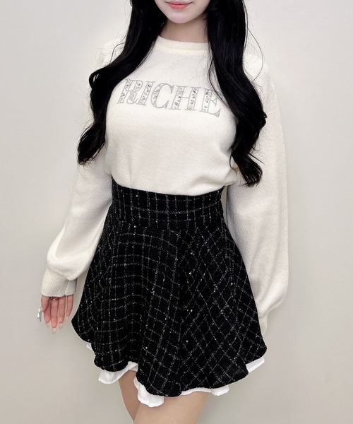 INGNI(イング)の「ビジューロゴもちもちニット(ニット/セーター・レディース・ブラック/ベージュ/ライトグレー/アイボリー・M)」の12枚目の写真