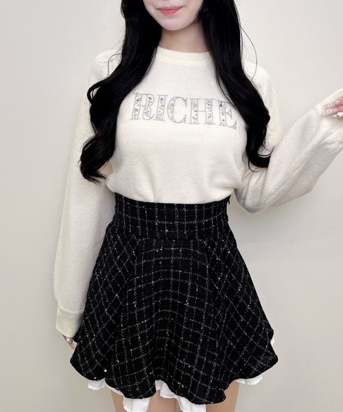 INGNI(イング)の「ビジューロゴもちもちニット(ニット/セーター・レディース・ブラック/ベージュ/ライトグレー/アイボリー・M)」の13枚目の写真