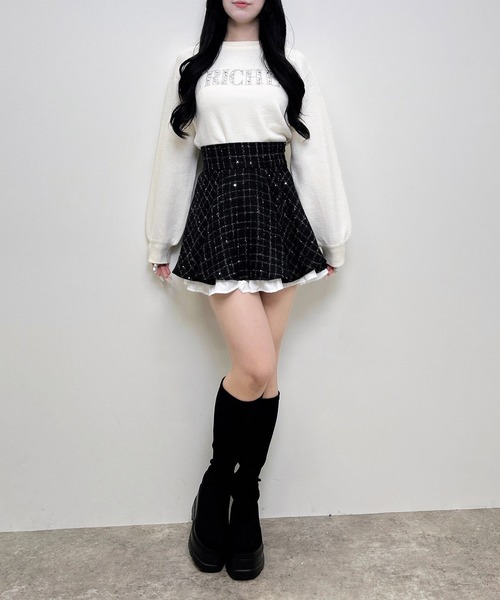 INGNI(イング)の「ビジューロゴもちもちニット(ニット/セーター・レディース・ブラック/ベージュ/ライトグレー/アイボリー・M)」の16枚目の写真