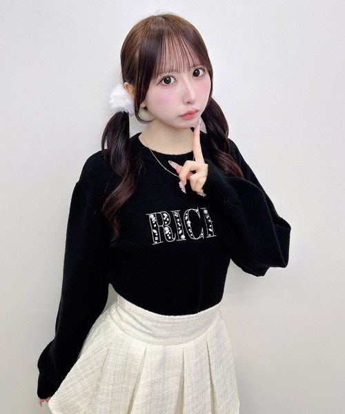 INGNI(イング)の「ビジューロゴもちもちニット(ニット/セーター・レディース・ブラック/ベージュ/ライトグレー/アイボリー・M)」の17枚目の写真