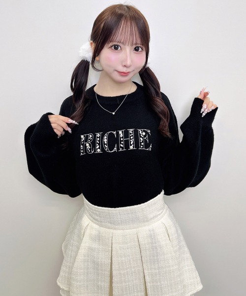 INGNI(イング)の「ビジューロゴもちもちニット(ニット/セーター・レディース・ブラック/ベージュ/ライトグレー/アイボリー・M)」の18枚目の写真