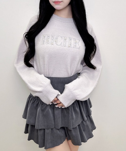 INGNI(イング)の「ビジューロゴもちもちニット(ニット/セーター・レディース・ブラック/ベージュ/ライトグレー/アイボリー・M)」の22枚目の写真