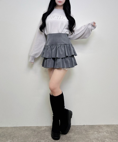 INGNI(イング)の「ビジューロゴもちもちニット(ニット/セーター・レディース・ブラック/ベージュ/ライトグレー/アイボリー・M)」の5枚目の写真