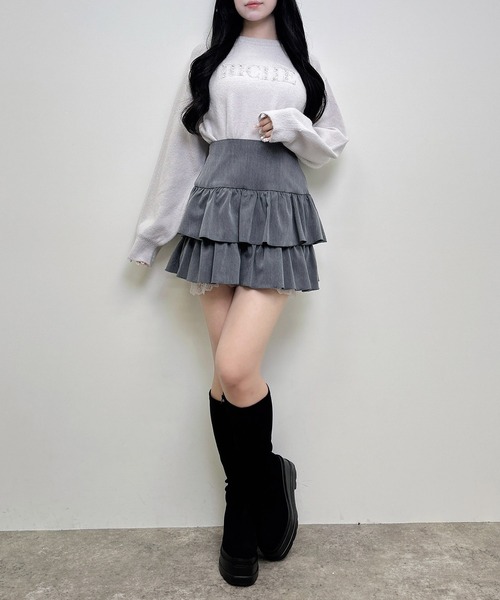 INGNI(イング)の「ビジューロゴもちもちニット(ニット/セーター・レディース・ブラック/ベージュ/ライトグレー/アイボリー・M)」の6枚目の写真