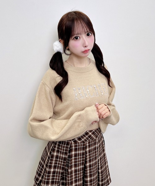 INGNI(イング)の「ビジューロゴもちもちニット(ニット/セーター・レディース・ブラック/ベージュ/ライトグレー/アイボリー・M)」の8枚目の写真