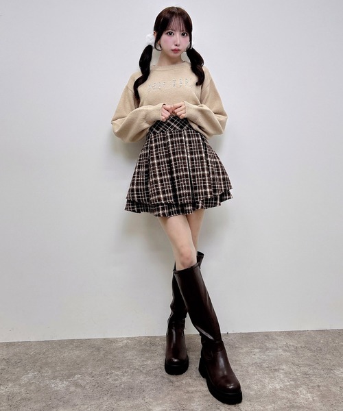 INGNI(イング)の「ビジューロゴもちもちニット(ニット/セーター・レディース・ブラック/ベージュ/ライトグレー/アイボリー・M)」の11枚目の写真