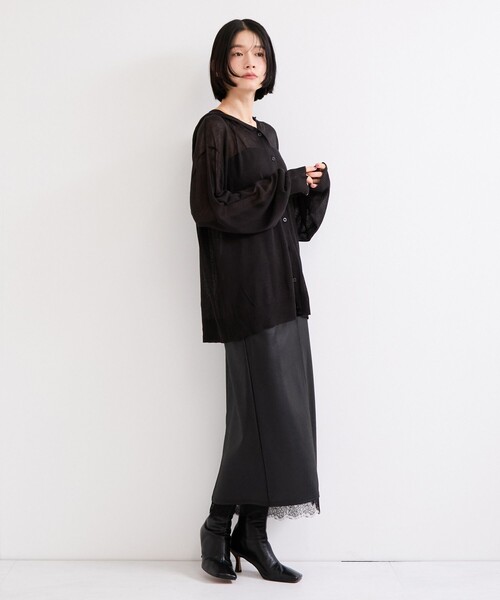le cercle ADAM ET ROPE'(ルセルクルアダムエロペ)の「メッシュニットフーディーカーディガン(ニット/セーター・レディース・ブラウン/グレー/ブラック/オフホワイト・FREE)」の6枚目の写真