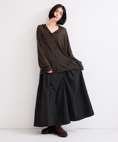 le cercle ADAM ET ROPE'(ルセルクルアダムエロペ)の「メッシュニットフーディーカーディガン(ニット/セーター・レディース・ブラウン/グレー/ブラック/オフホワイト・FREE)」の9枚目の写真