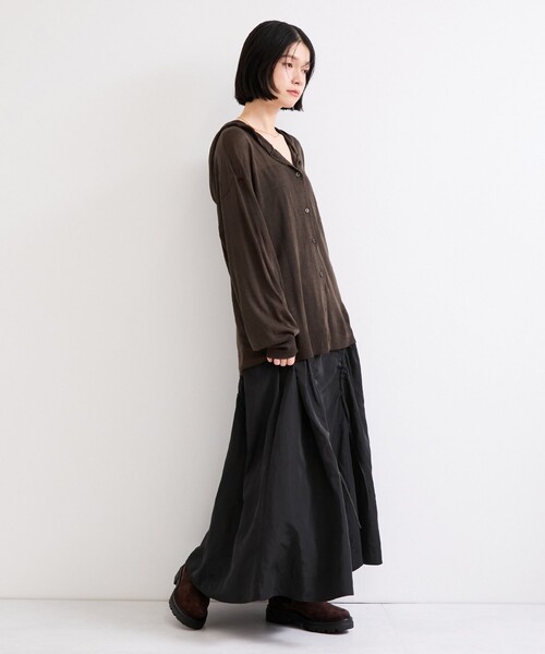 le cercle ADAM ET ROPE'(ルセルクルアダムエロペ)の「メッシュニットフーディーカーディガン(ニット/セーター・レディース・ブラウン/グレー/ブラック/オフホワイト・FREE)」の10枚目の写真