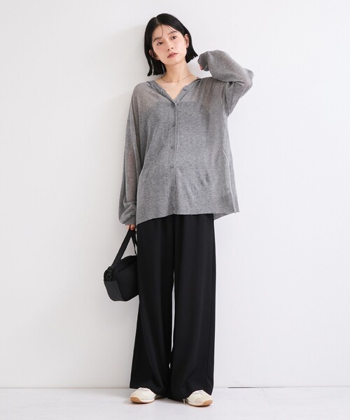 le cercle ADAM ET ROPE'(ルセルクルアダムエロペ)の「メッシュニットフーディーカーディガン(ニット/セーター・レディース・ブラウン/グレー/ブラック/オフホワイト・FREE)」の12枚目の写真