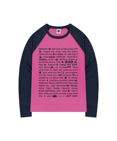 PRIMATE(プライメイト)の「SENTENCE オーバーサイズビビッドラグランロングスリーブ 4 COLORS(Tシャツ/カットソー・レディース・ネイビー/ピンク/イエロー/レッド・1/2)」の3枚目の写真