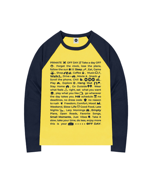 PRIMATE(プライメイト)の「SENTENCE オーバーサイズビビッドラグランロングスリーブ 4 COLORS(Tシャツ/カットソー・レディース・ネイビー/ピンク/イエロー/レッド・1/2)」の2枚目の写真
