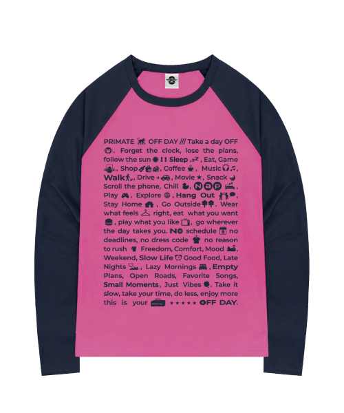 PRIMATE(プライメイト)の「SENTENCE オーバーサイズビビッドラグランロングスリーブ 4 COLORS(Tシャツ/カットソー・レディース・ネイビー/ピンク/イエロー/レッド・1/2)」の7枚目の写真
