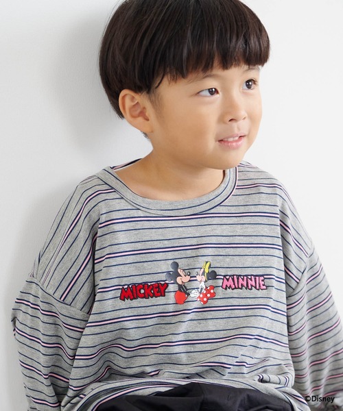 LOWRYS FARM(ローリーズファーム)の「Disney/ボーダーLS 1066191(Tシャツ/カットソー・キッズ・グレー/ライトブルー・120cm/130cm/110cm/140cm/150cm)」の2枚目の写真