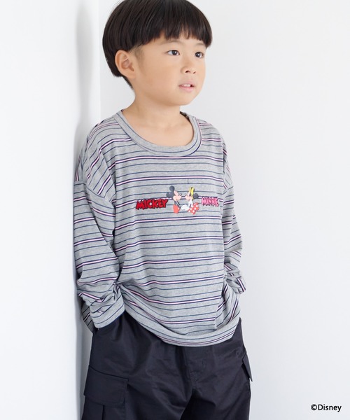 LOWRYS FARM(ローリーズファーム)の「Disney/ボーダーLS 1066191(Tシャツ/カットソー・キッズ・グレー/ライトブルー・120cm/130cm/110cm/140cm/150cm)」の6枚目の写真