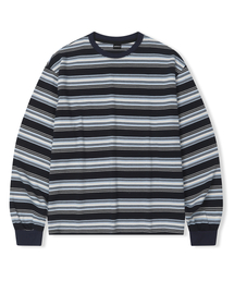 レイヤーストライプロングスリーブTシャツ ネイビー