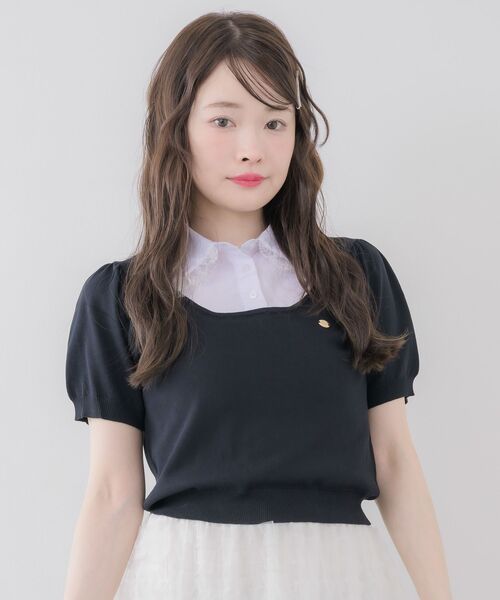 ems excite(エムズエキサイト)の「レース襟ドッキングショートニット(ニット/セーター・レディース・ブラック/レッド/ナチュラル・FREE)」の14枚目の写真