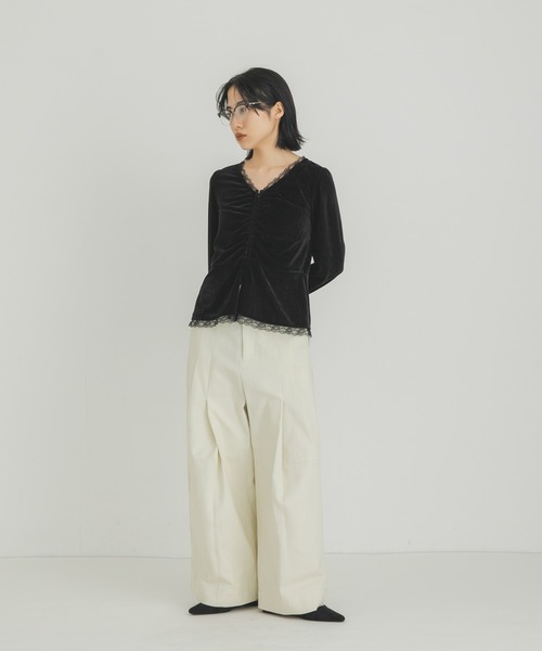 KBF（ケイビーエフ）の「ベロアペプラムトップス（Tシャツ/カットソー・レディース・ブラック/グレー/ブラウン・ONE）」の7枚目の写真
