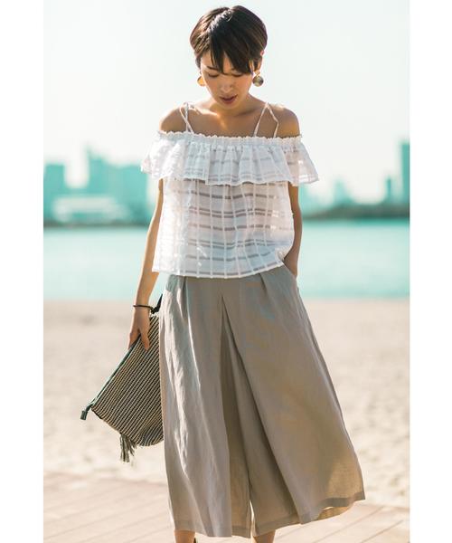 green label relaxing（グリーンレーベルリラクシング）の「CF R/Asa ボリュームタック パンツ（その他パンツ・レディース・ブラウン/ベージュ/ネイビー・36/38）」の19枚目の写真