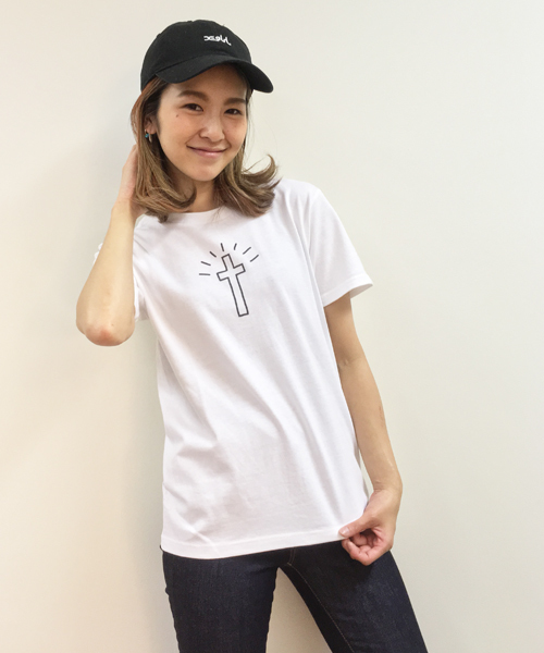 X-girl（エックスガール）の「CROSS S/S TEE /Tシャツ/TEE/半袖/無地/バックプリント/ロゴ/夏/十字架/クロス/タギング（Tシャツ/カットソー・レディース・ホワイト/ピンク/ブラック・2/1）」の5枚目の写真