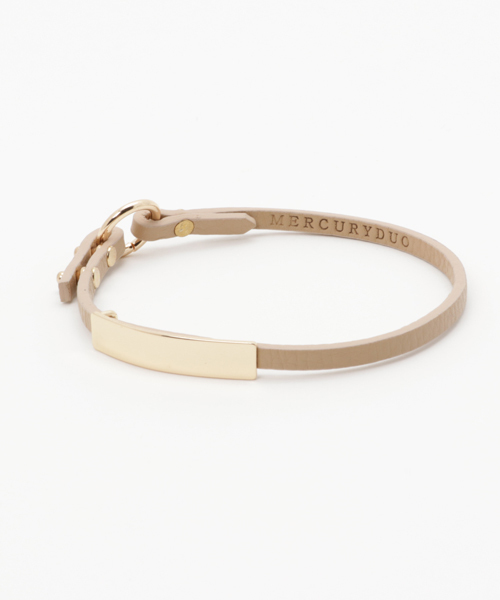 MERCURYDUO(マーキュリーデュオ)の「GOLDプレートレザーブレス(ブレスレット・レディース・ライトグレー/ネイビー/ベージュ/オフホワイト・FREE)」の4枚目の写真