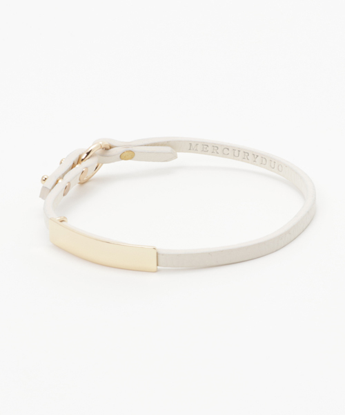 MERCURYDUO(マーキュリーデュオ)の「GOLDプレートレザーブレス(ブレスレット・レディース・ライトグレー/ネイビー/ベージュ/オフホワイト・FREE)」の2枚目の写真